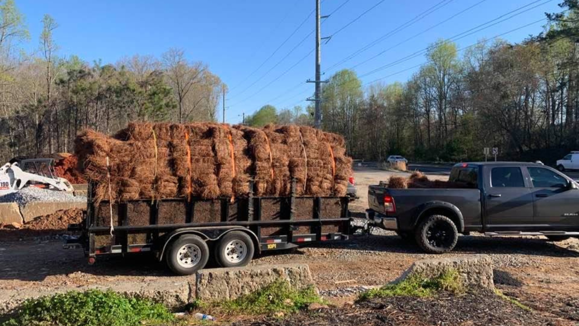 Pine straw bales loaded for delivery
